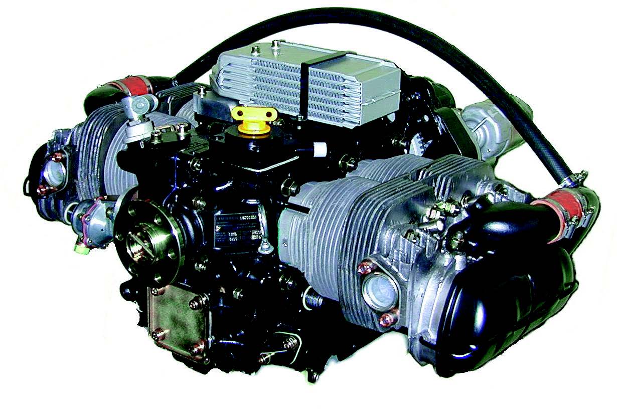 Aircraft Engine 1700 E0/EC, 2000 E0/EC Four cylinder, horizontally opposed air cooled engine, with single magneto ignition, wet sump pressure lubrication